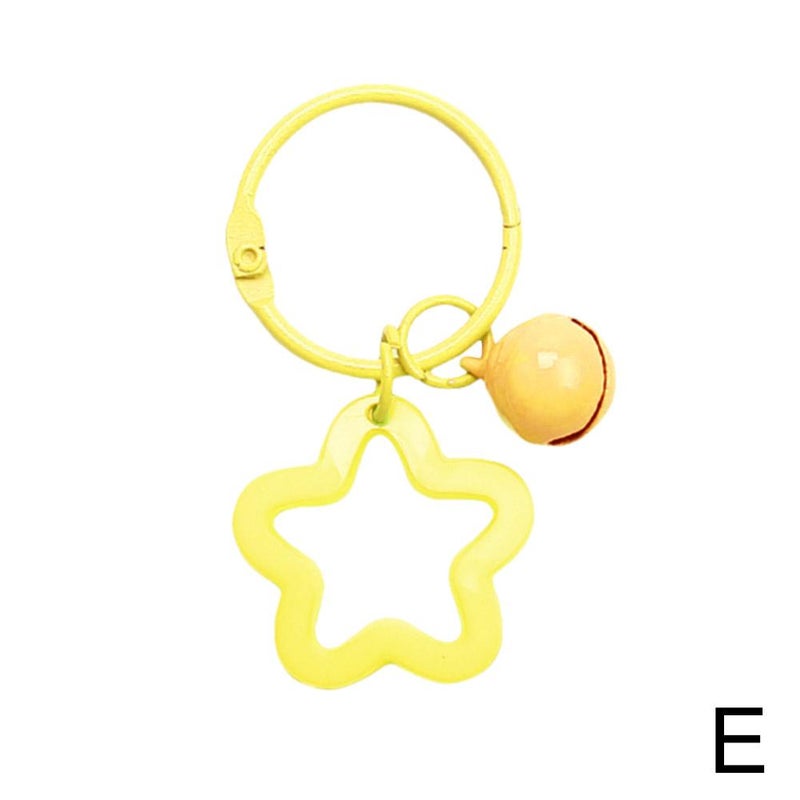Colorful five-pointed star acrylic keychain pendant, dopamine earphone cover charm, fresh and cute couple bag decoration.